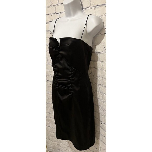 Nicole Miller Collection Black Spaghetti Strap Ruched Cocktail Dress - Size 6 - Picture 3 of 7